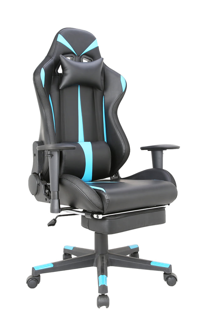 TygerClaw PU Gaming Chair with Lumbar Pillow and Leg Rest