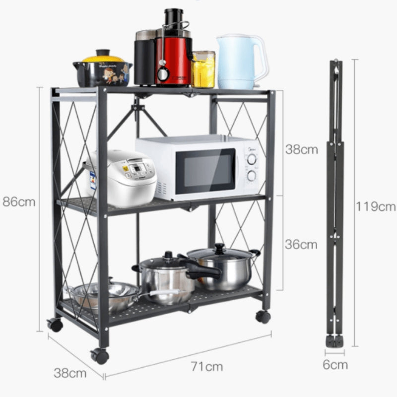 TygerClaw "TYDS140045S" 3-Layer Folding Mobile Steel Shelving Unit