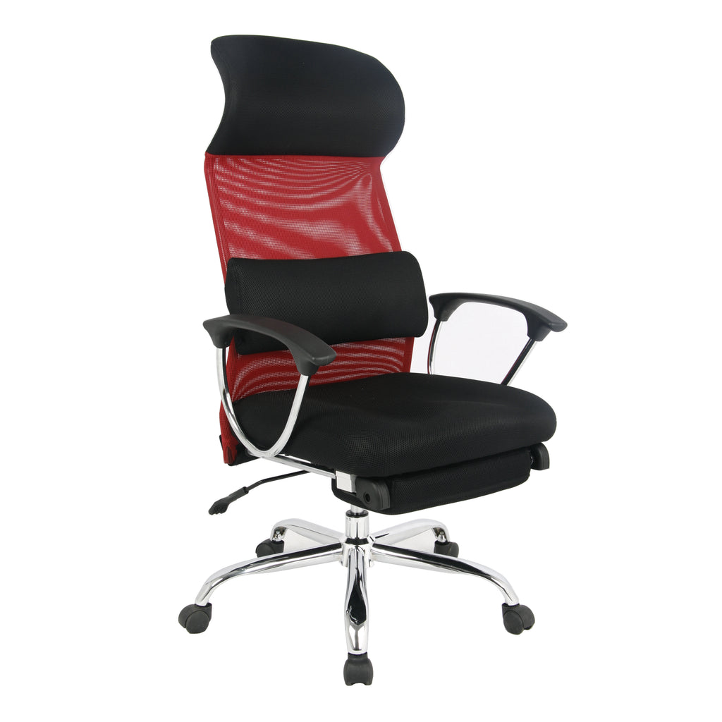 TygerClaw Ergonomic High Back Mesh Office Chair with Headrest (Red)